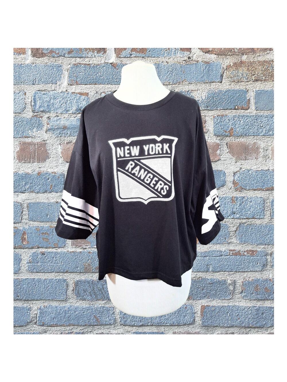 Starter Brand NWT New York Rangers Black & White Shirt Size Medium